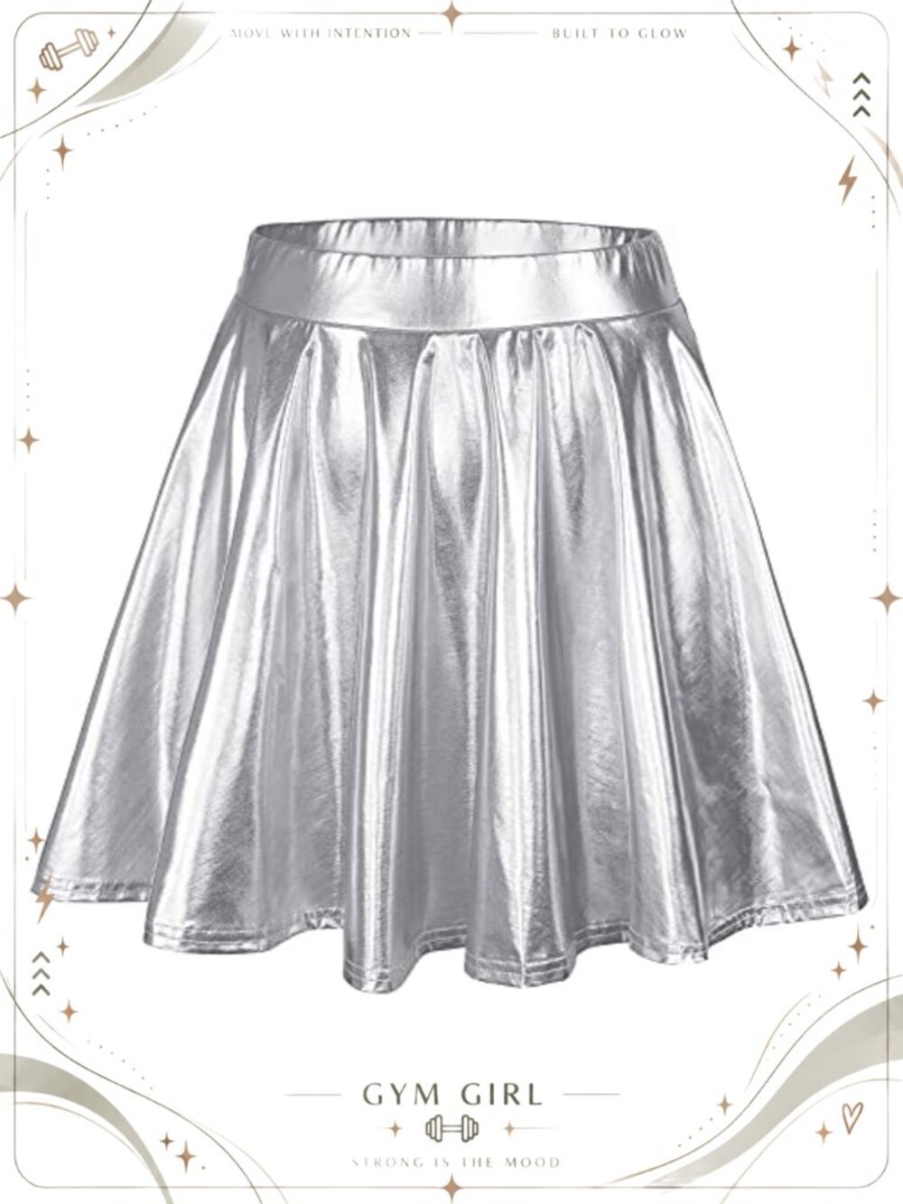 Pleated Mini Skater Skirt Polyester Spandex High Rise